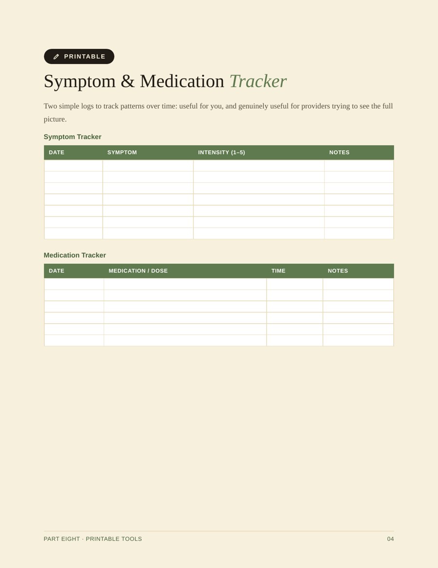 Tracker page from The Better Days Toolkit